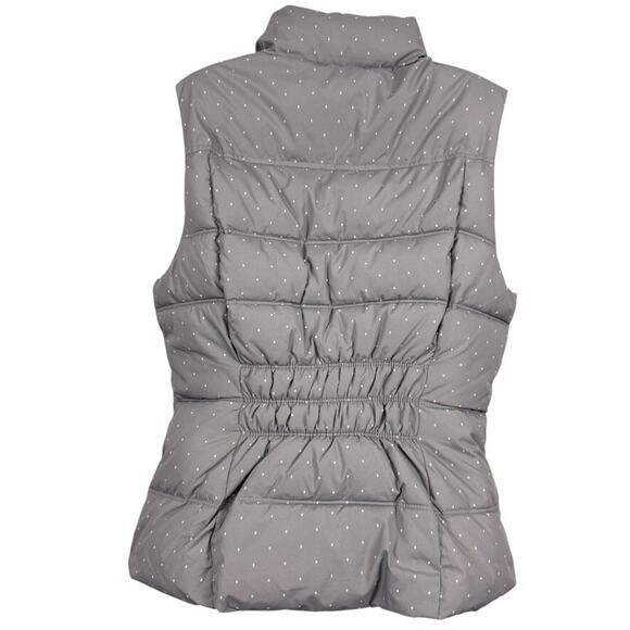 Gap Puffer Quilted Womens Vest Jacket Gray White Polka Dot Sleeveless Coat sz M - Picture 13 of 16